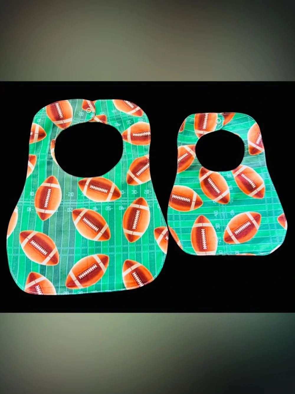 Football Field Print Baby Bib - Green & Brown